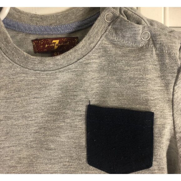 7 For All ManKind Size 4 Grey Pocket Tee - Picture 3 of 5